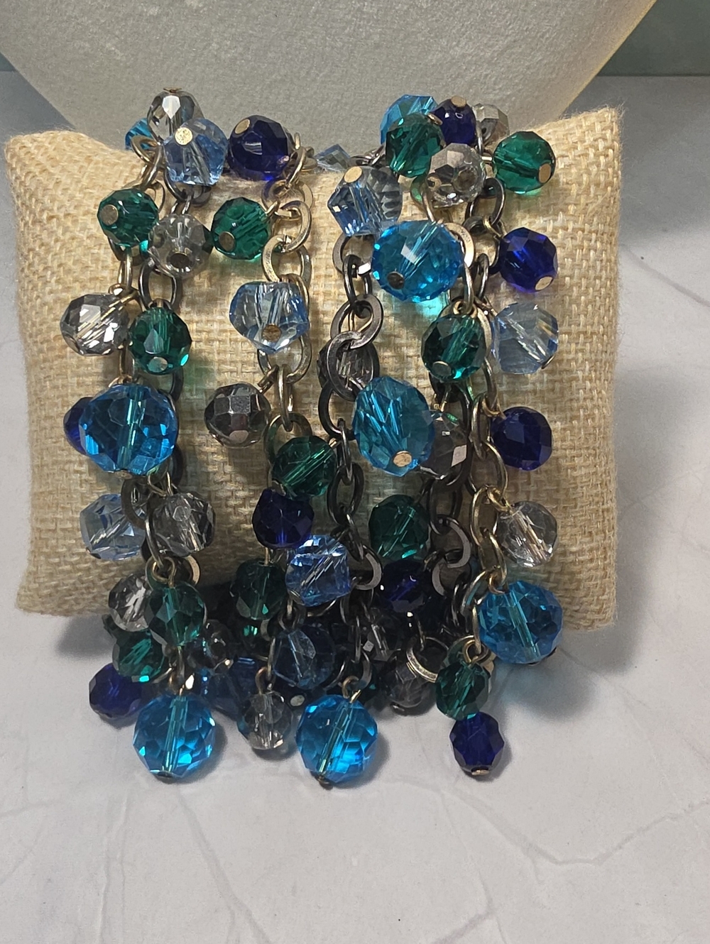 Blue & Green Crystal Bead Charm Bracelet - Women Jewelry
